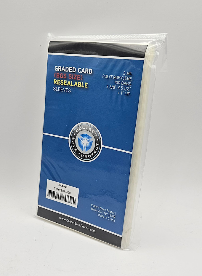 (100-Pack) CSP Graded Card – BGS Size – Resealable Sleeves – 2 mil Poly Bags