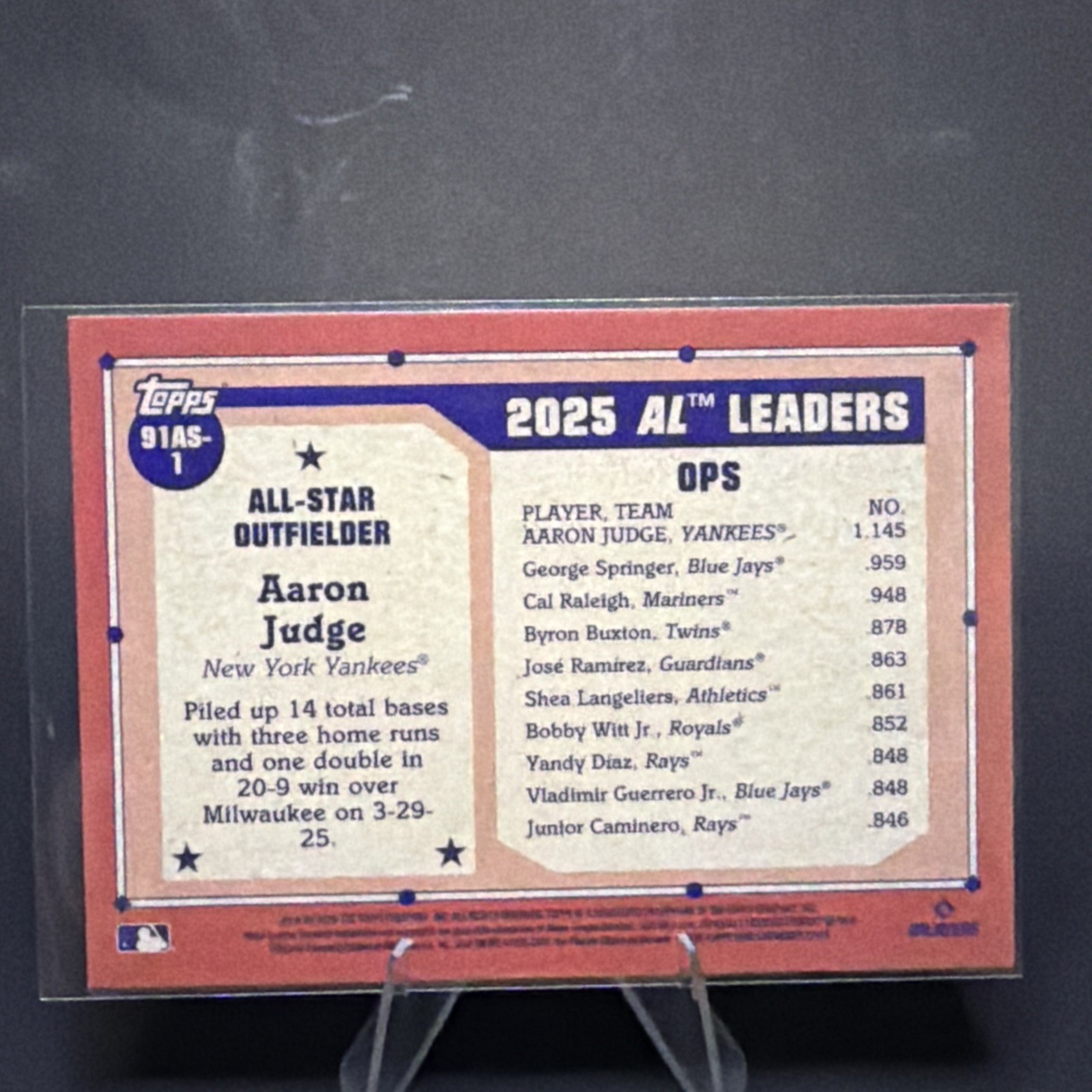 2026 Topps Series 2 AARON JUDGE #91AS-1 1991 Topps All-Stars Pink Border SP