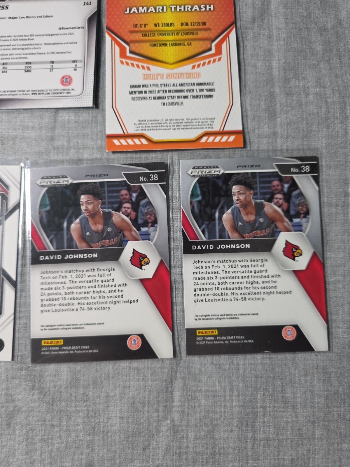 University Of Louisville Basketball & Football Trading Card Lot Of 8
