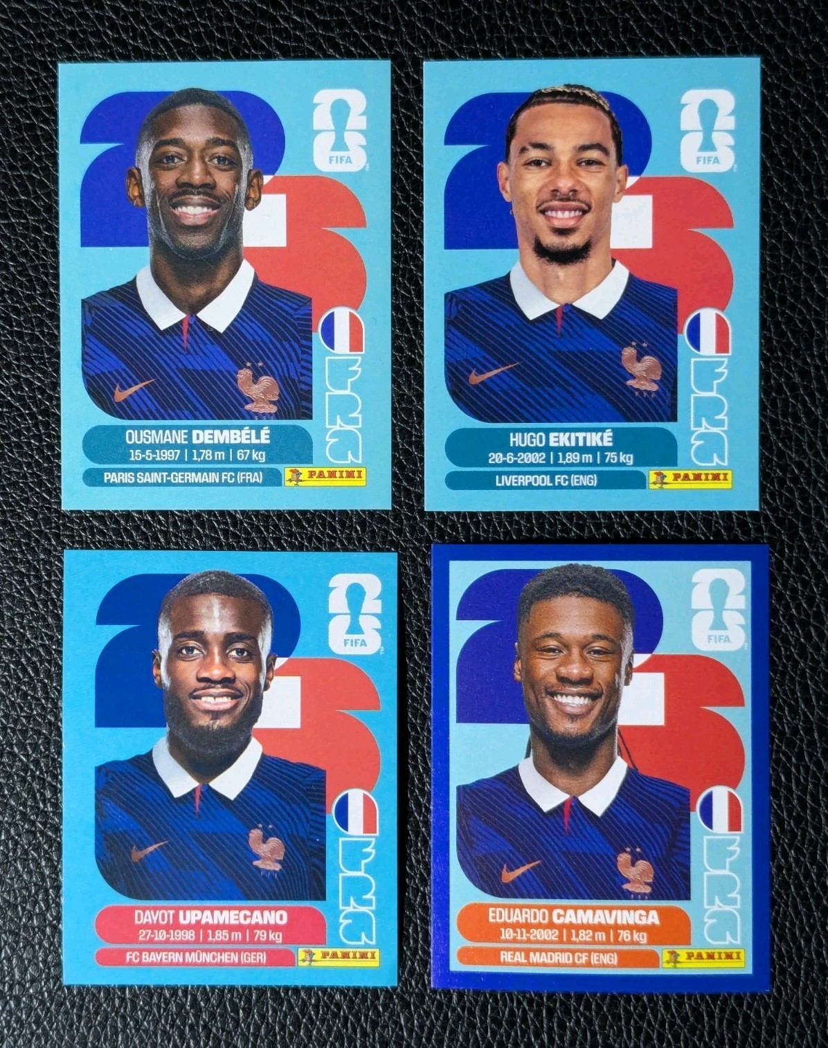 France Lot (4) Dembele FRA 15, Latin Borderless, Blue 2026 Panini FIFA Stickers