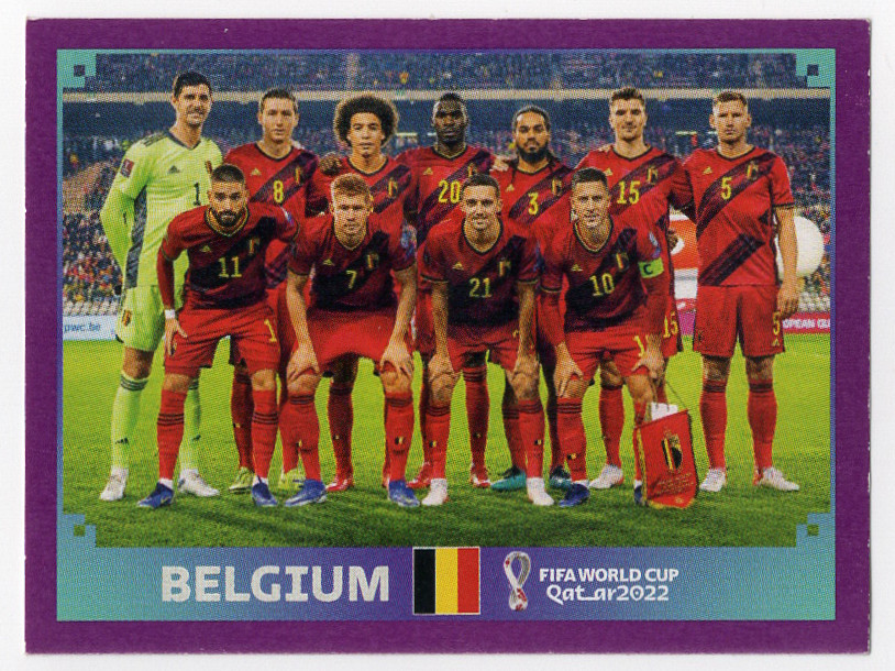 BEL1 Belgium Team Photo Purple Parallel Panini World Cup Qatar 2022 sticker