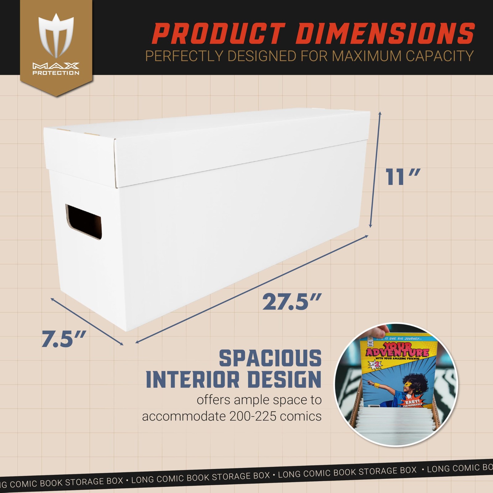Max Protection 3ct Long Comic Book Storage Box – Durable White 3 Boxes,