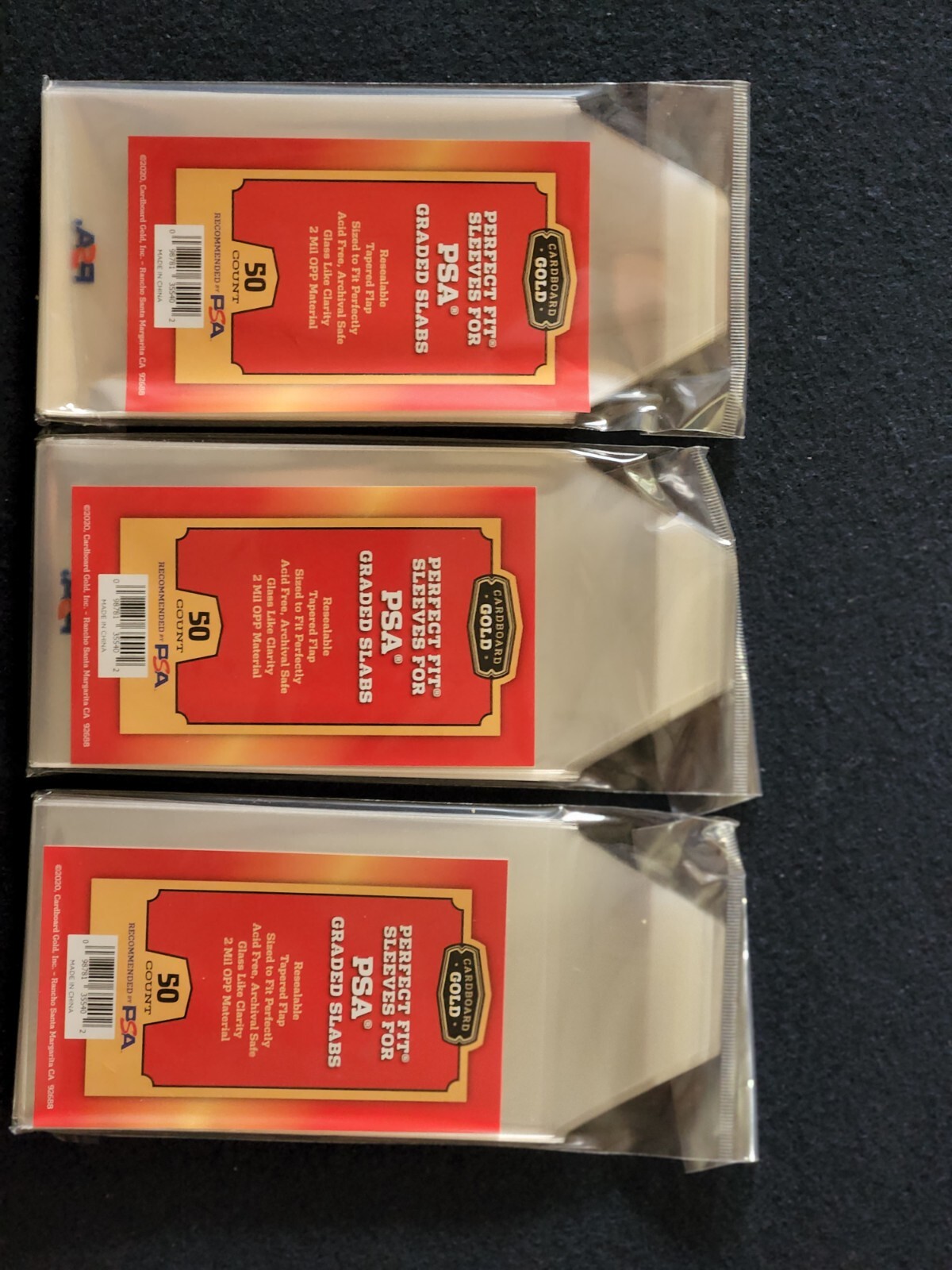 (3) 50 CT Lot CARDBOARD GOLD PERFECT FIT SLEEVES FOR PSA GRADED SLABS
