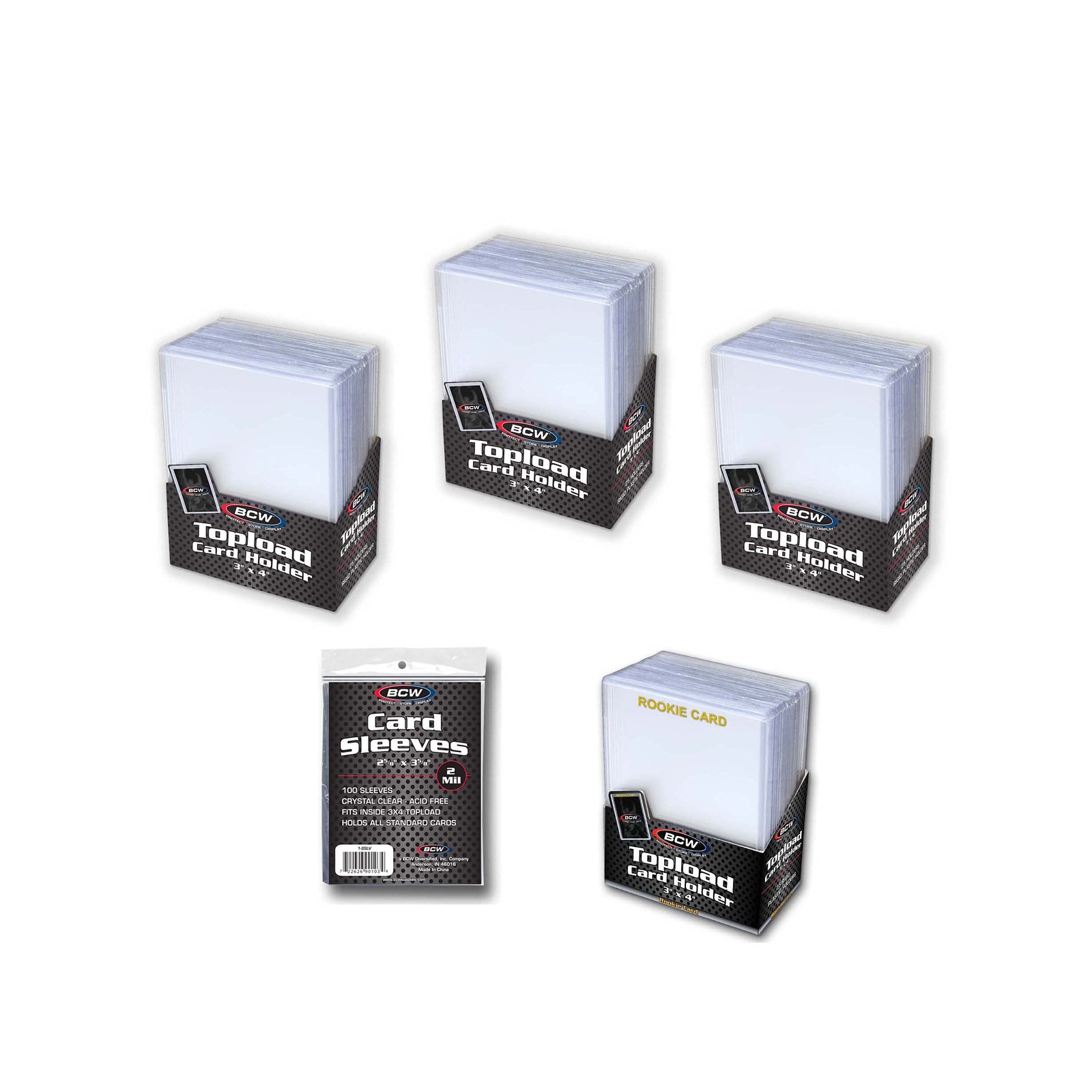 Sports Card Protection Bundle | 100 Standard Card Sleeves, 75 3×4 Toploaders …
