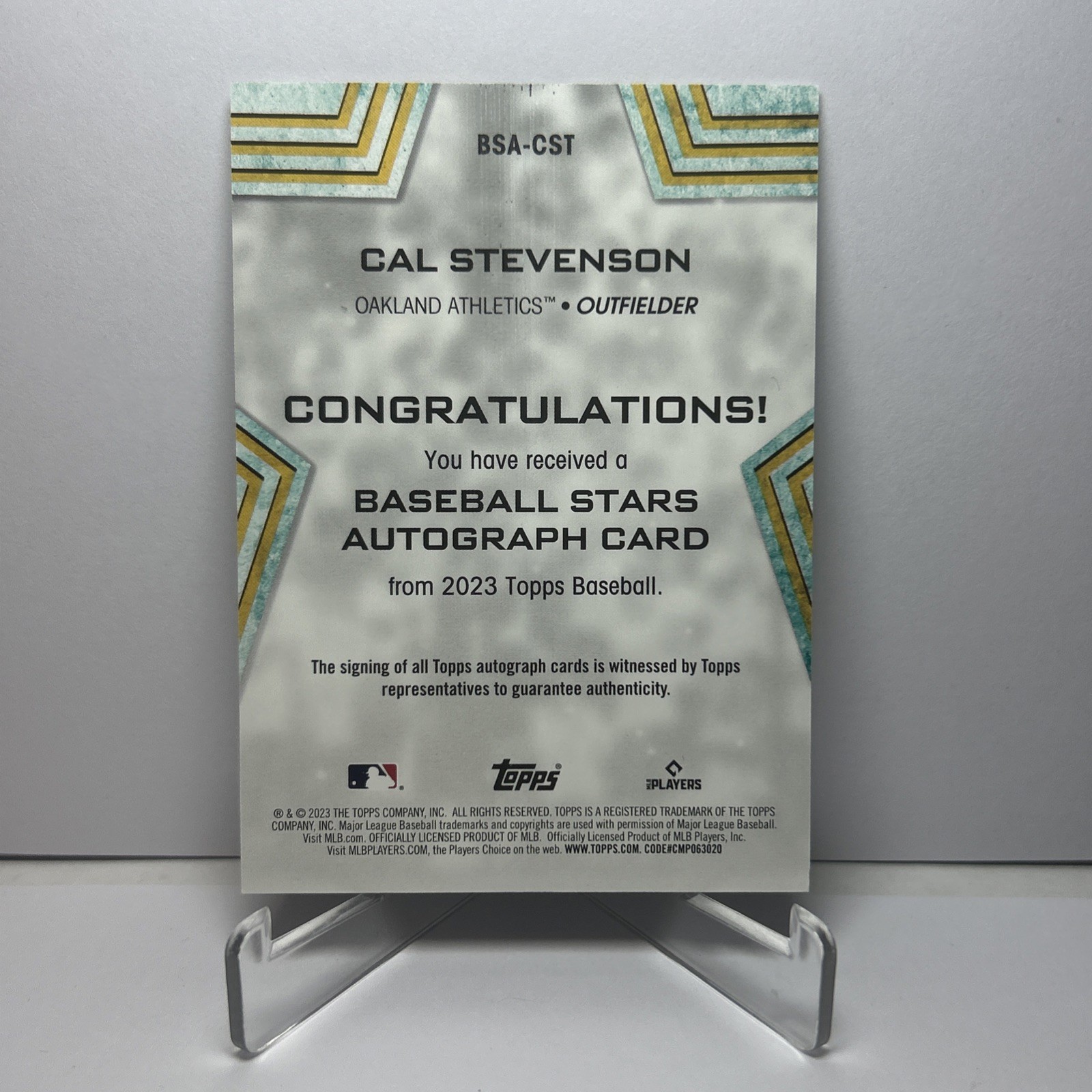 2023 Topps Series 1 Baseball Stars Autographs #BSA-CST Cal Stevenson RC