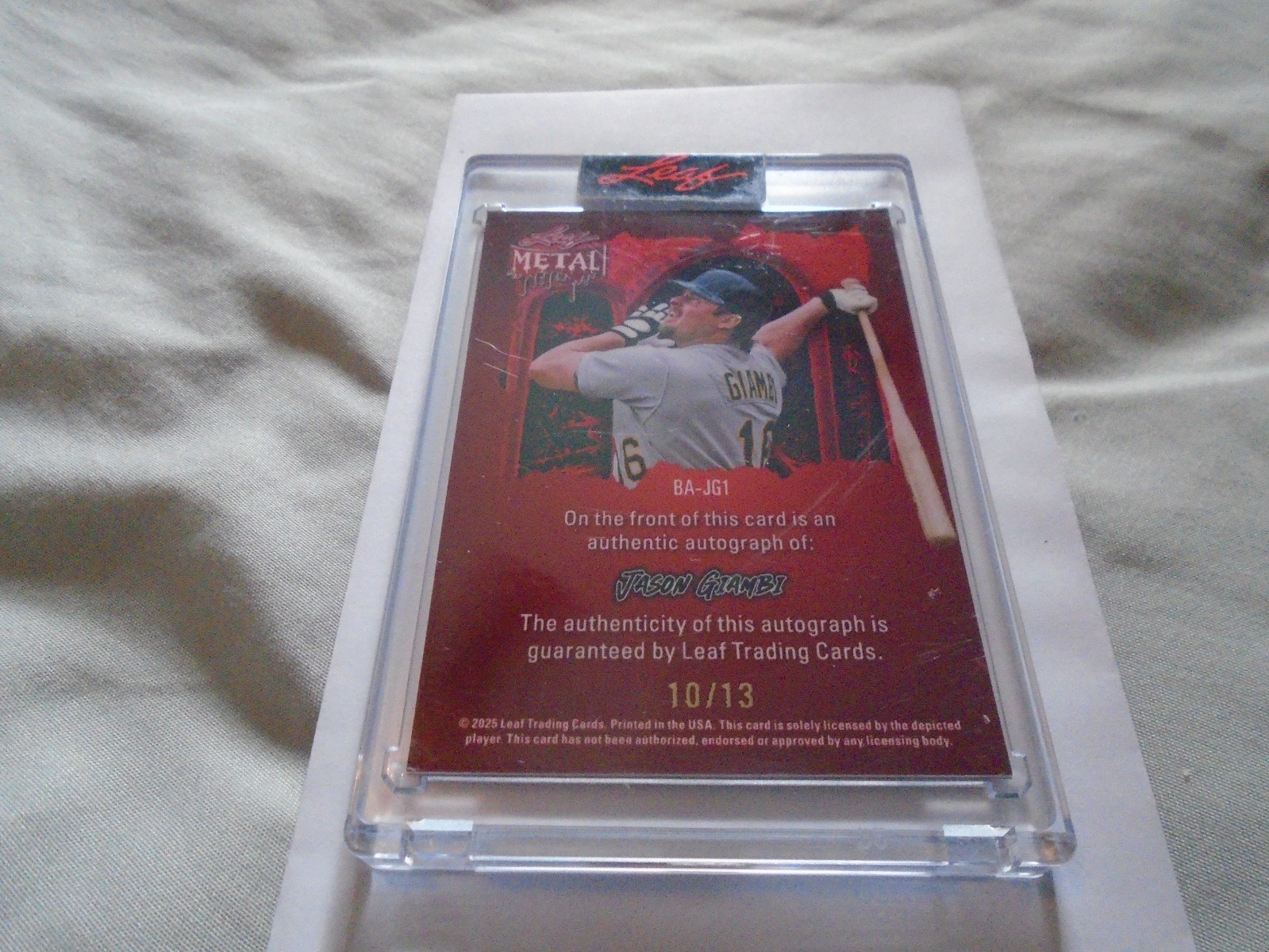 2025 Leaf Metal Halloween Autographs Prismatic Blood #BA-JG1 Jason Giambi 10/13!
