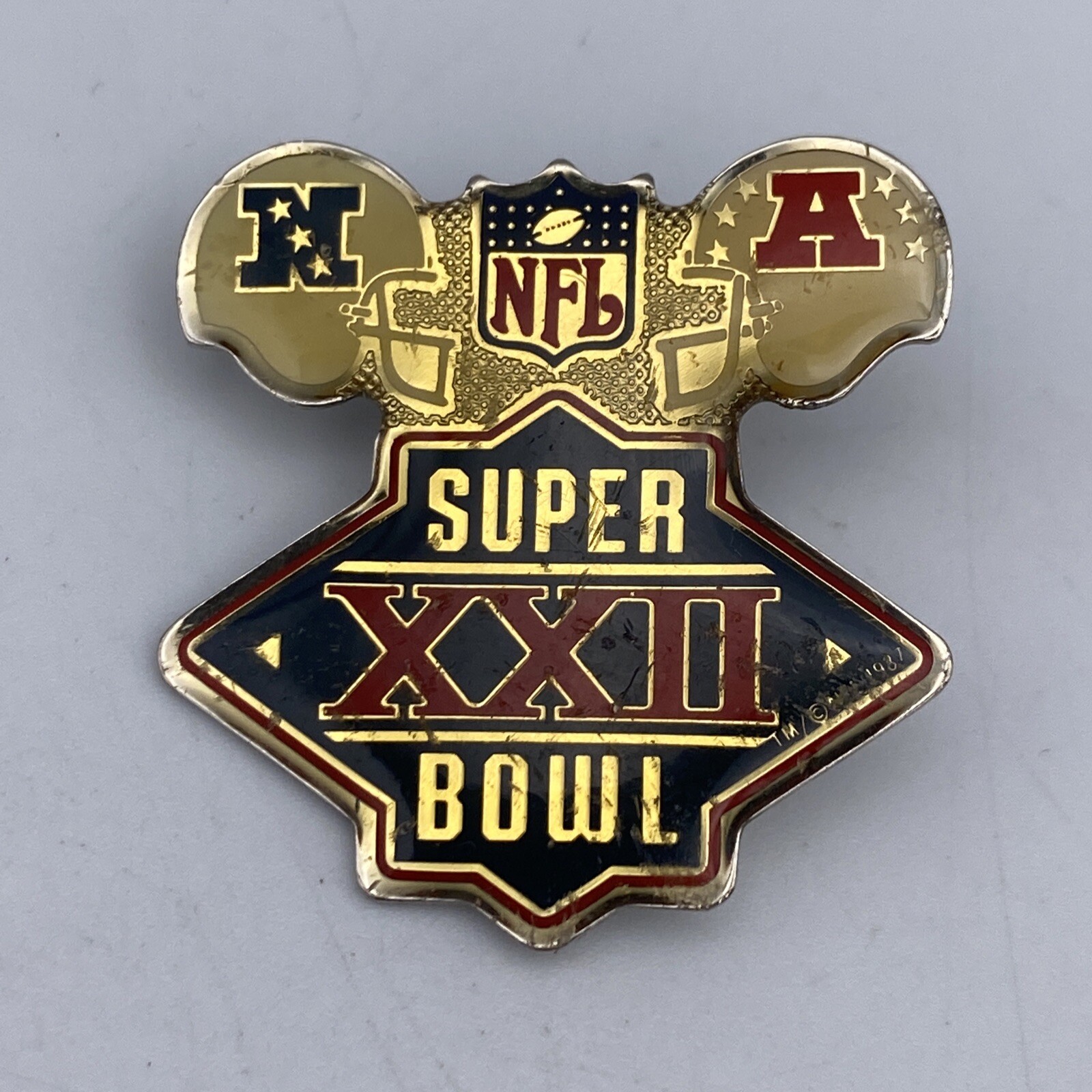 Super Bowl XXII 22 NFL 1988 By Peter David Inc Pin Back Jack Murphy Stadium