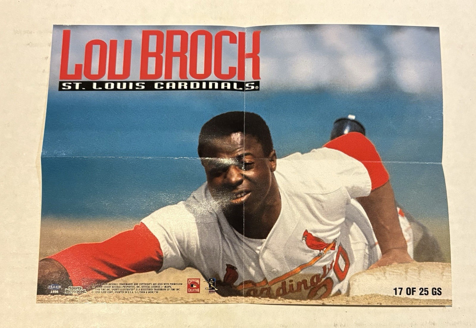 VINTAGE 5-Inch x 7-Inch 1998 Fleer Sports Illustrated LOU BROCK Mini Poster