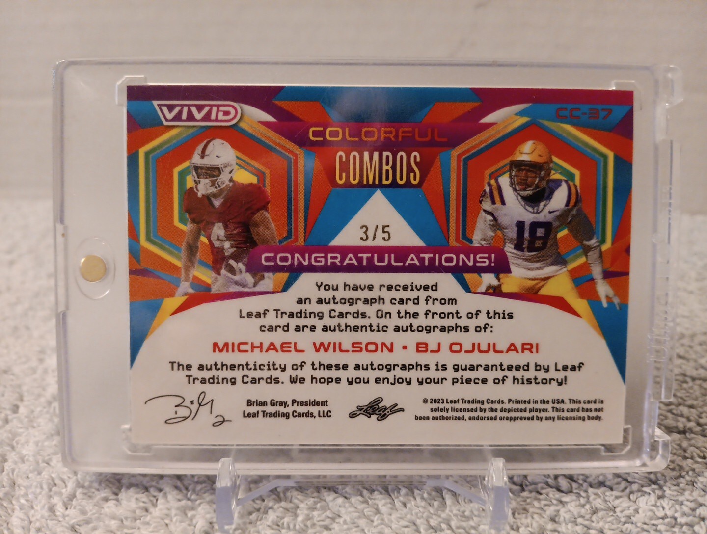 2023 Leaf Vivid Colorful Combos Michael Wilson / BJ Ojulari Auto 3/5 #CC-37