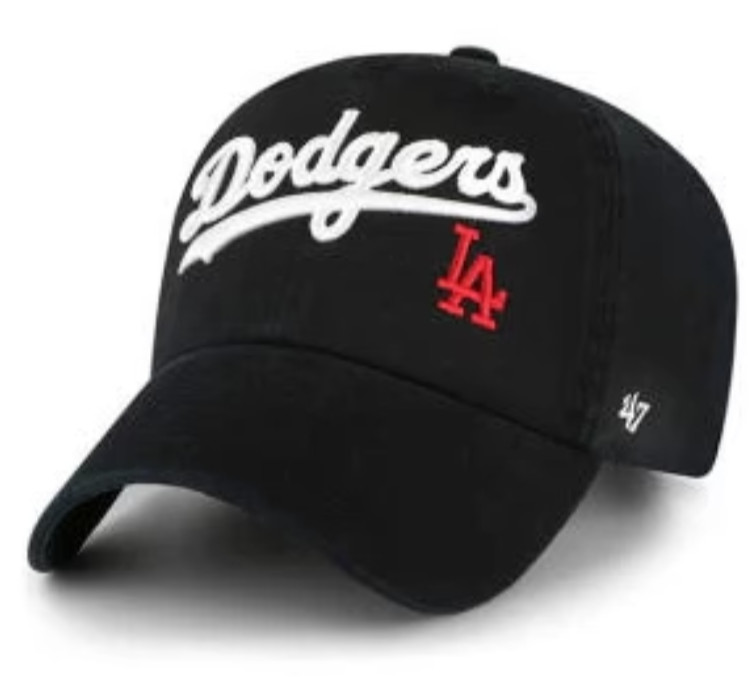 ’47 Brand Los Angeles LA Dodgers Script Clean up Hat Cap OSF Headwear Black