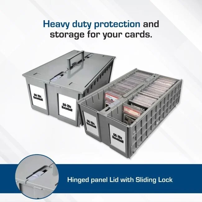 BCW 2-Row Graded Collectible Card Bin – Gray | Stackable, Acid-Free Plastic