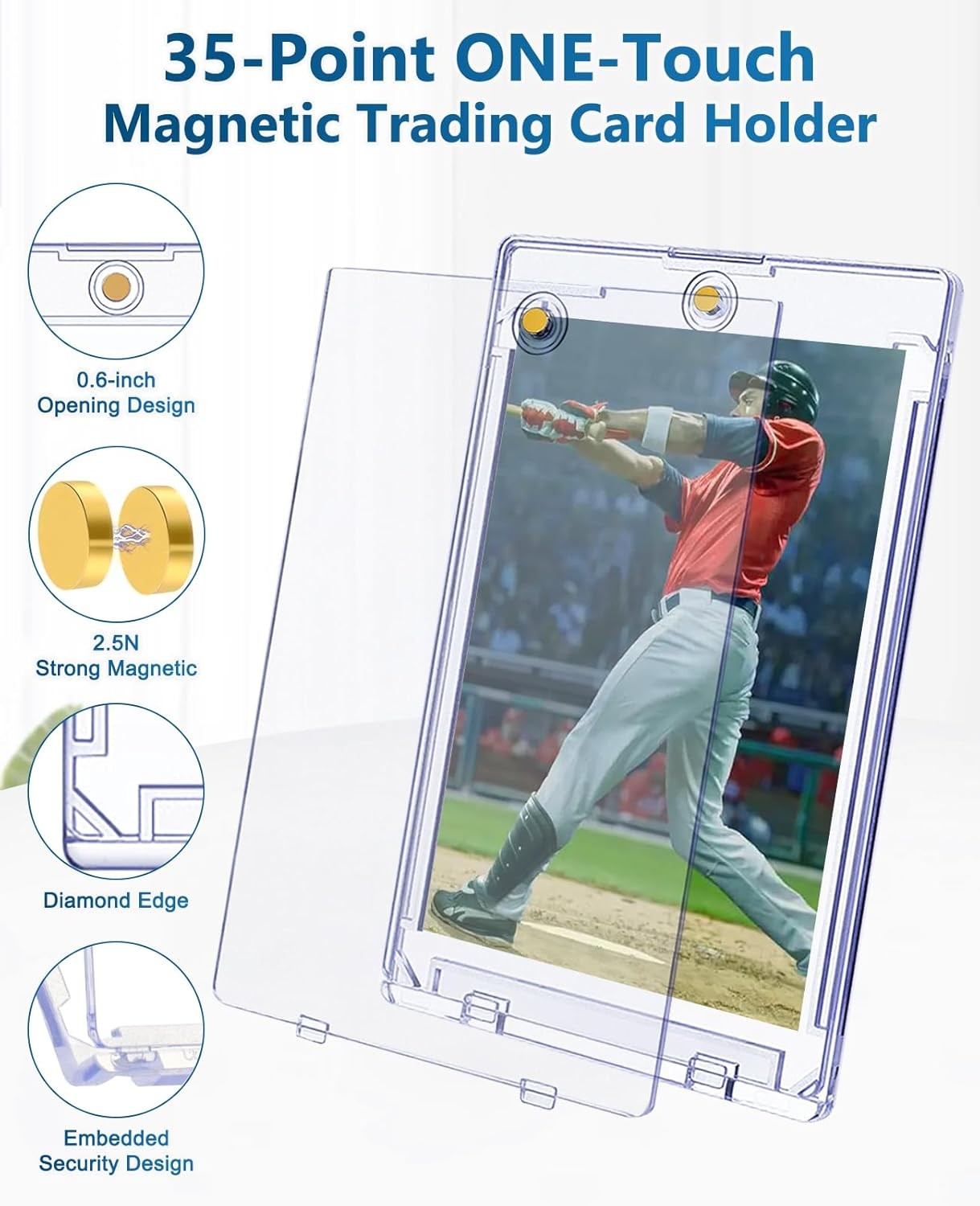 25/50/100/204/408 Pack Ultra-Thin Magnetic One Touch Card Holder For 35PT Cards