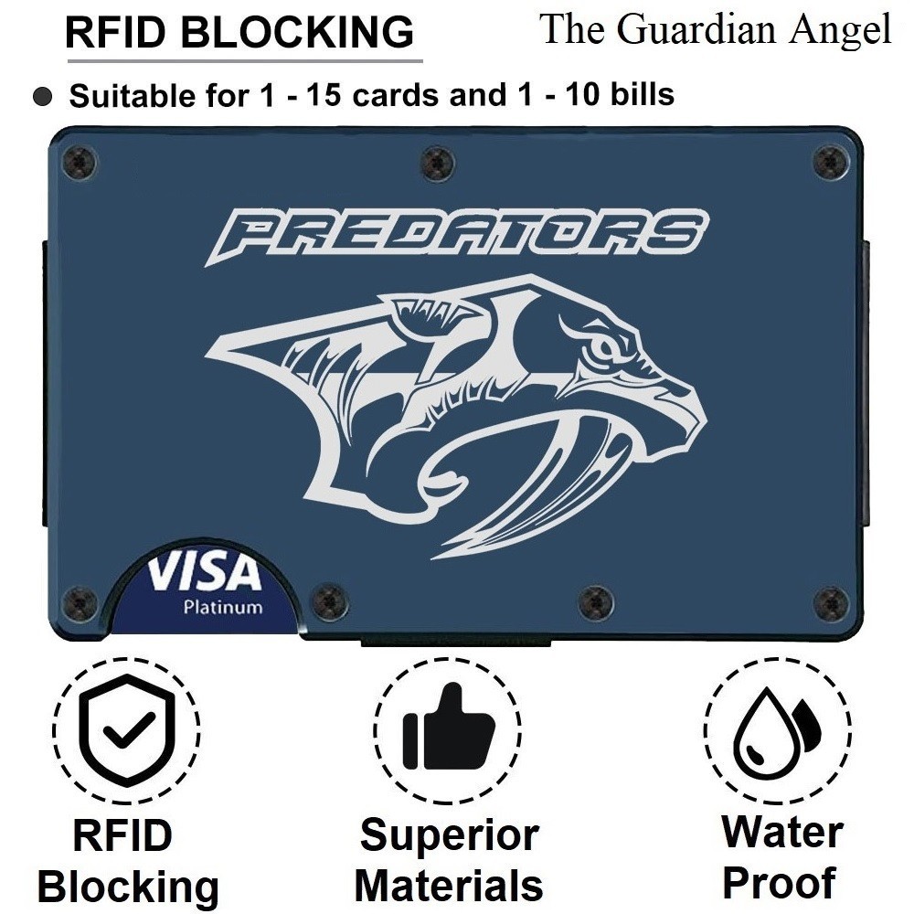 Nashville Predators Guardian Angel Titanium Carbon Fiber RFID Blocking Wallet D7