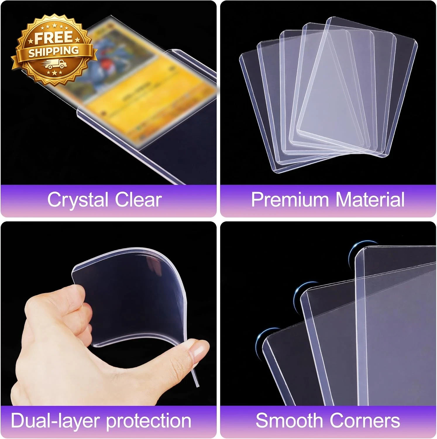 1000 Card Sleeves Top Loaders for Cards 3X4 Baseball Card Protectors Toploaders