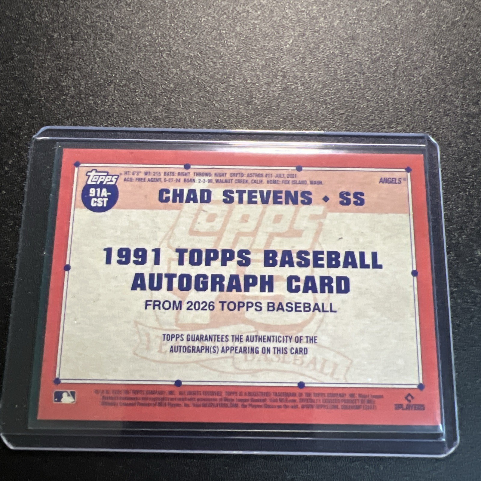 2026 Topps Series 1 1991 Autograph #91A-CST Chad Stevens RC Rookie Card AUTO