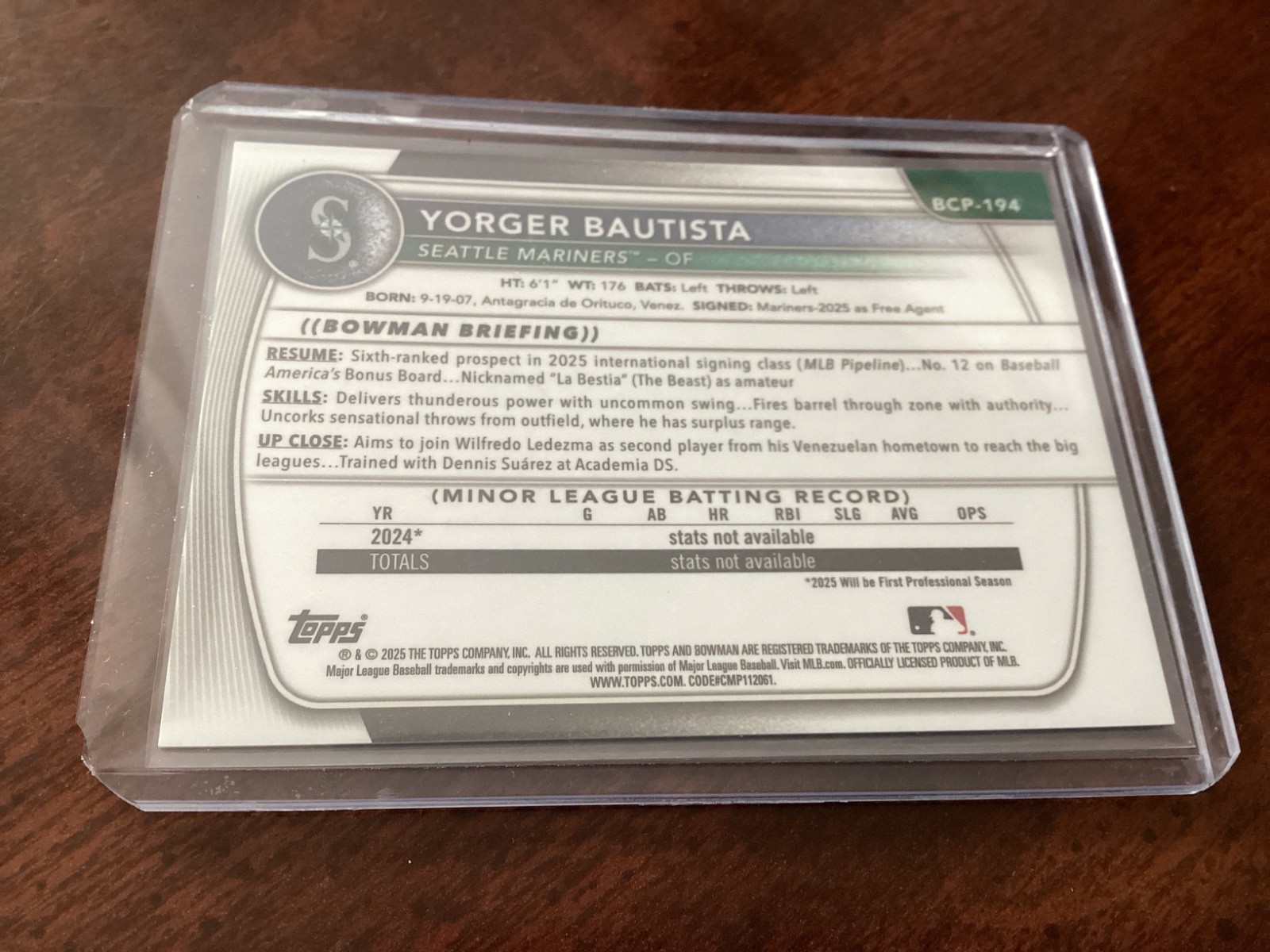 2025 bowman chrome yorger Bautista orange reptilian /25