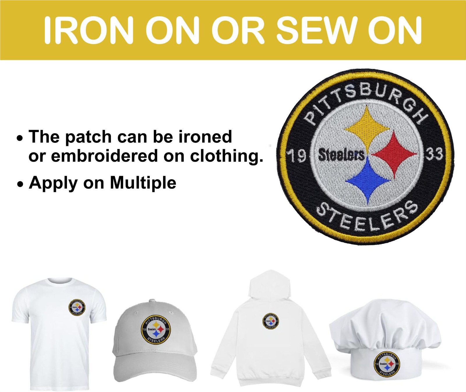 Pittsburgh Steelers NFL Team Logo Iron On Patch – Sew Patch – Embroidered Patch