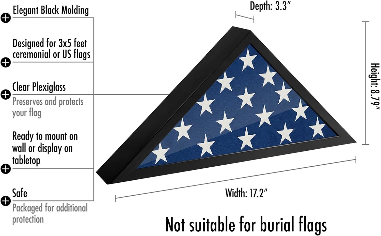 Timeless Black Flag Display Case for 3×5′ Ceremonial Flags – Gift for Veterans