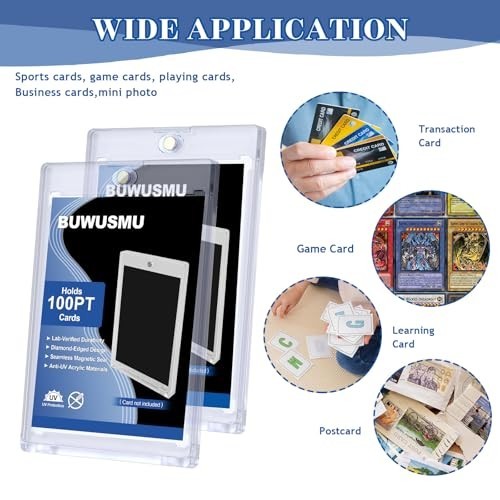 50 Pcs Acrylic Magnetic Card Holders – Clear One Touch Protectors for Trading Ca