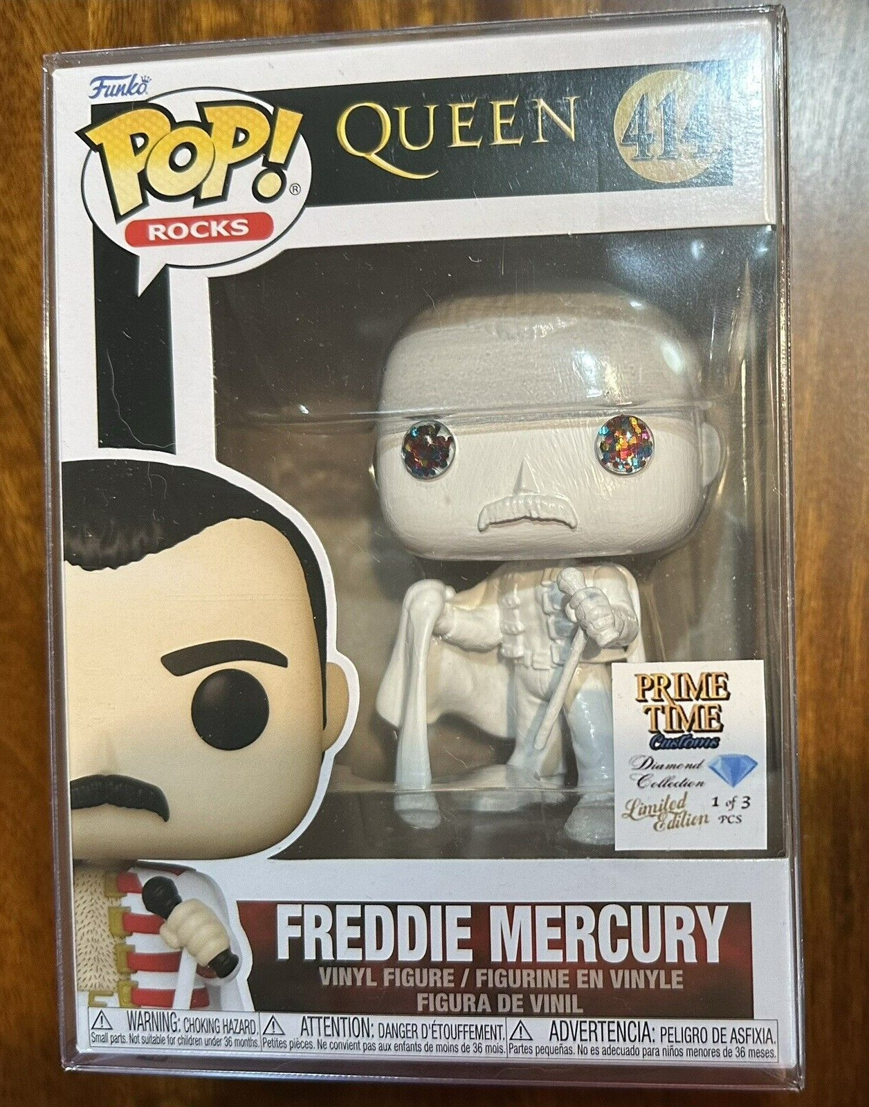 1/3 Exclusive Freddie Mercury #414 Funko Pop! White with Rainbow Diamonds 1/3