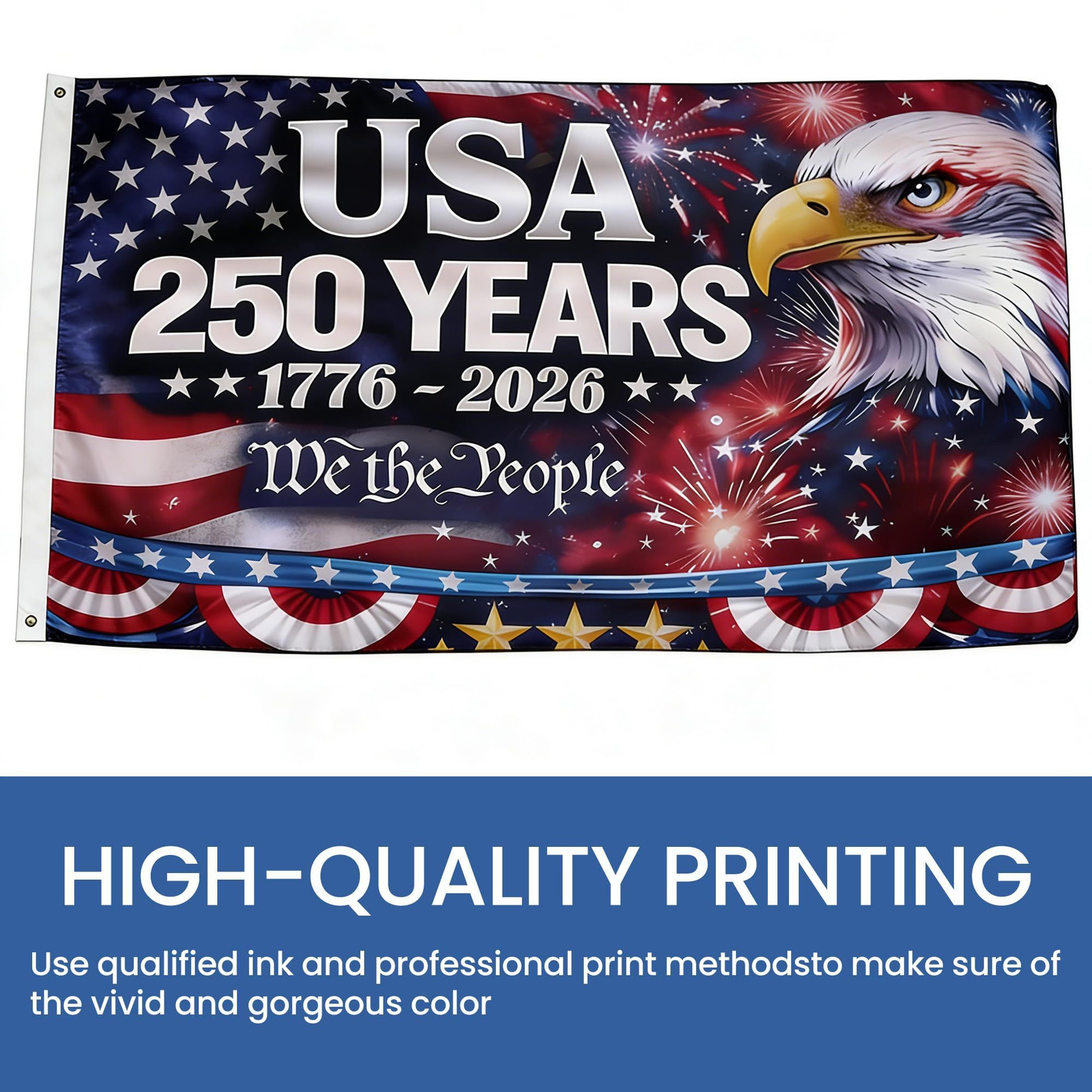 250 Anniversary Usa Flag, Commemorative House Flags, Two-sided 3×5 Ft, D