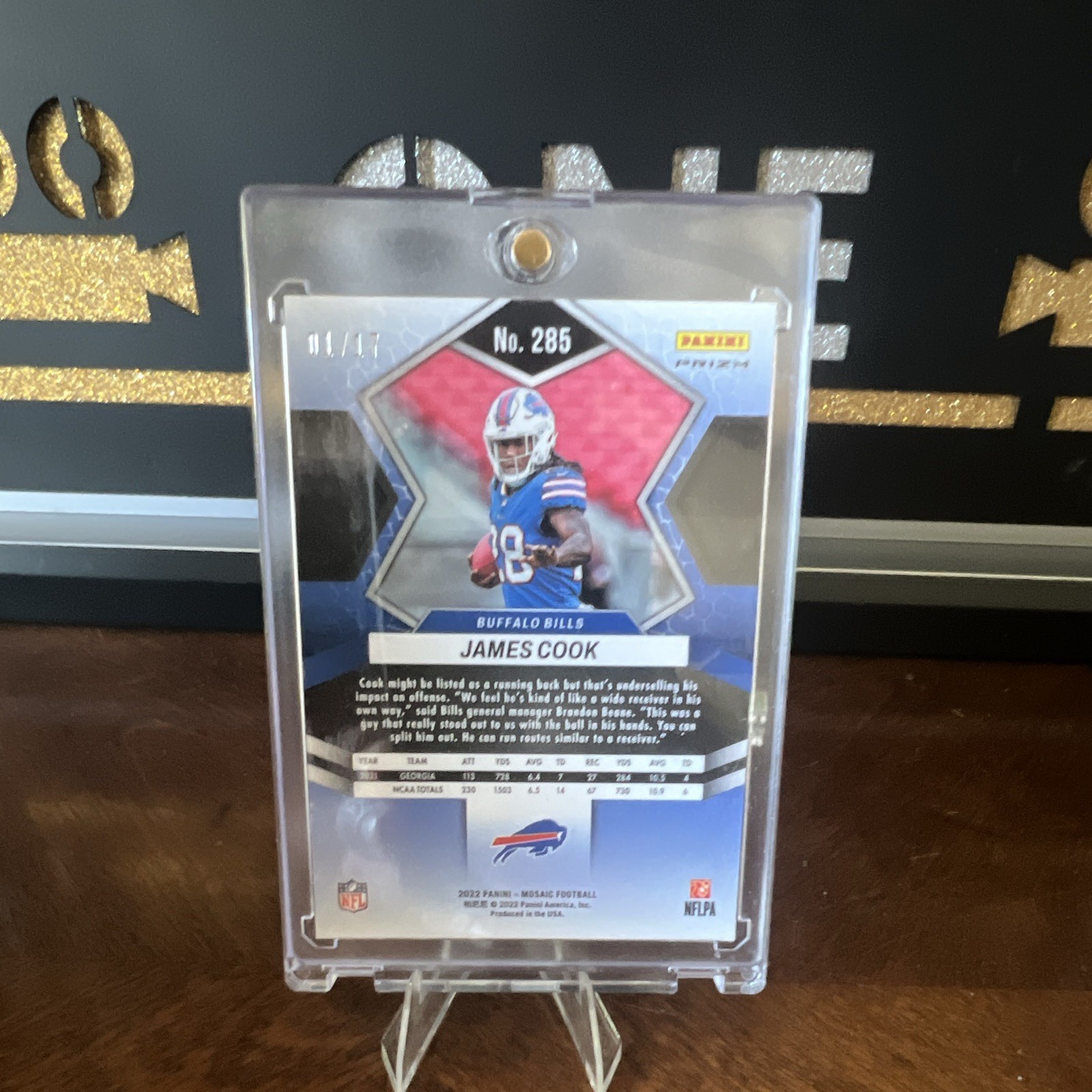 Panini 2022 Mosaic James Cook Buffalo Bills #285 gold wave RC /17