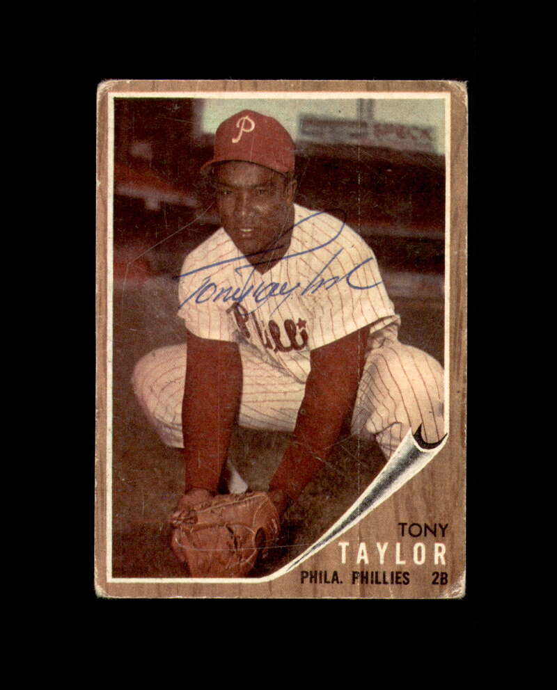 Tony Taylor Signed Authentic 1962 Topps Philadelphia Phillies Autograph