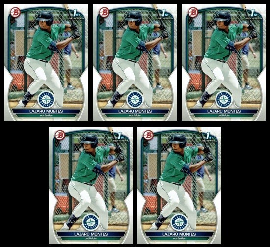 Lot of 5 2023 Bowman #BP-58 Lazaro Montes Seattle Mariners 1st Bowman