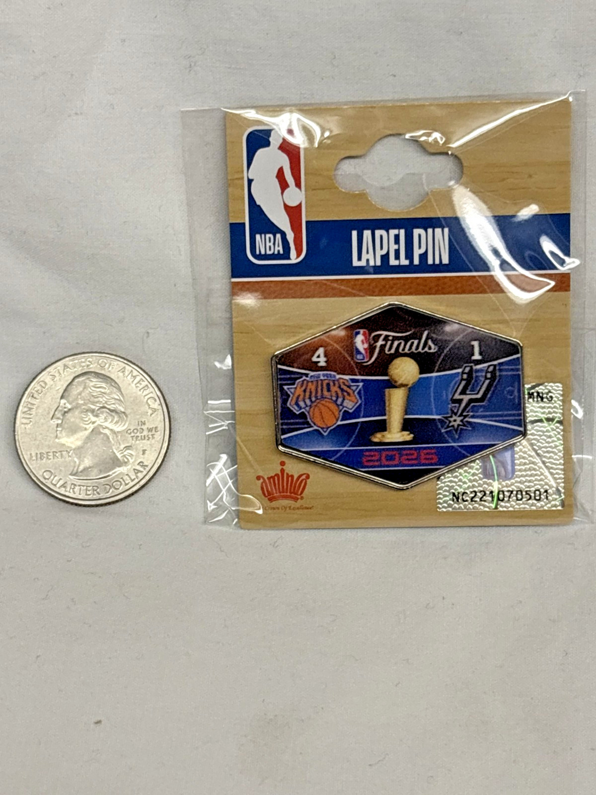2026 NBA Finals World Champions New York Knicks Duel Final Scores Logo Pin