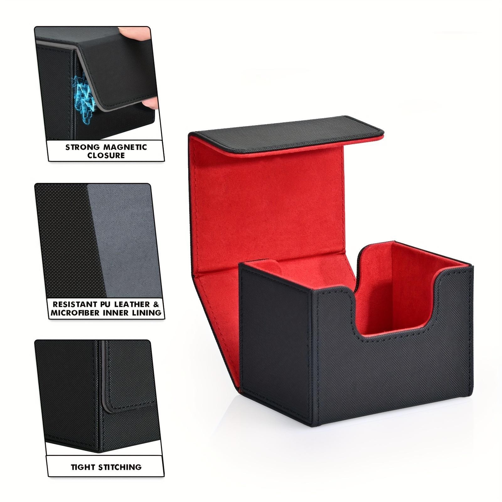 PU Leather Card Deck Box Magnetic Case Holds 100 Sleeved TCG Game Cards