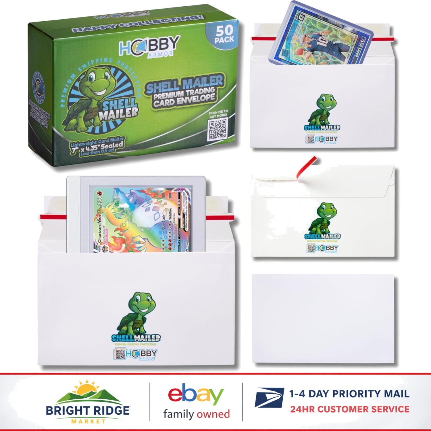 Everyday Mailing Trading Card Envelopes, 50 Pack Lightweight Cardboard Mailers
