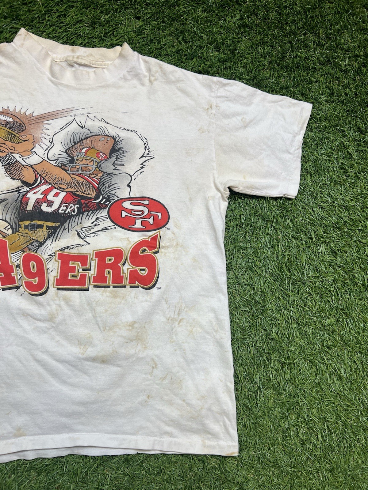 San Francisco 49ers NFL Caricature T-Shirt Men’s M Double Sided Vintage 90s