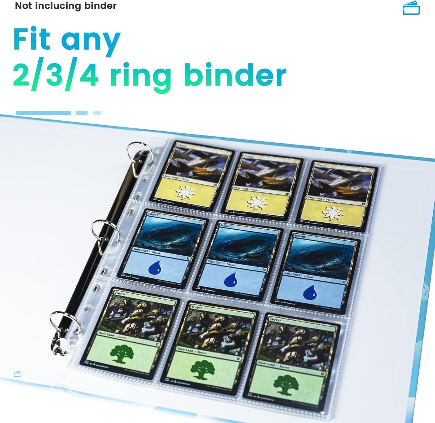 36-pack Trading Card Sleeve Pages 9-pocket Binder Sheets for Sports Game Cards