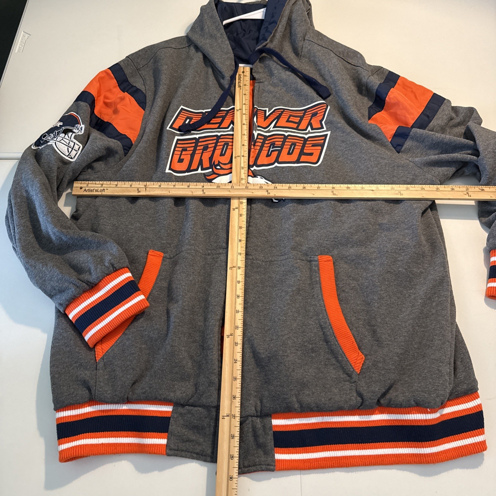 NWOT Men’s 3XL GIII NFL Denver Broncos Reversible Orange & Gray Hoodie Jacket
