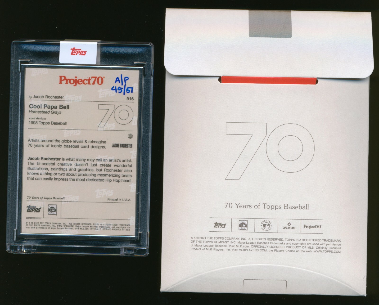 2021 P70 Project 70 Topps Cool Papa Bell 1993 Jacob Rochester Artist Proof 45/51