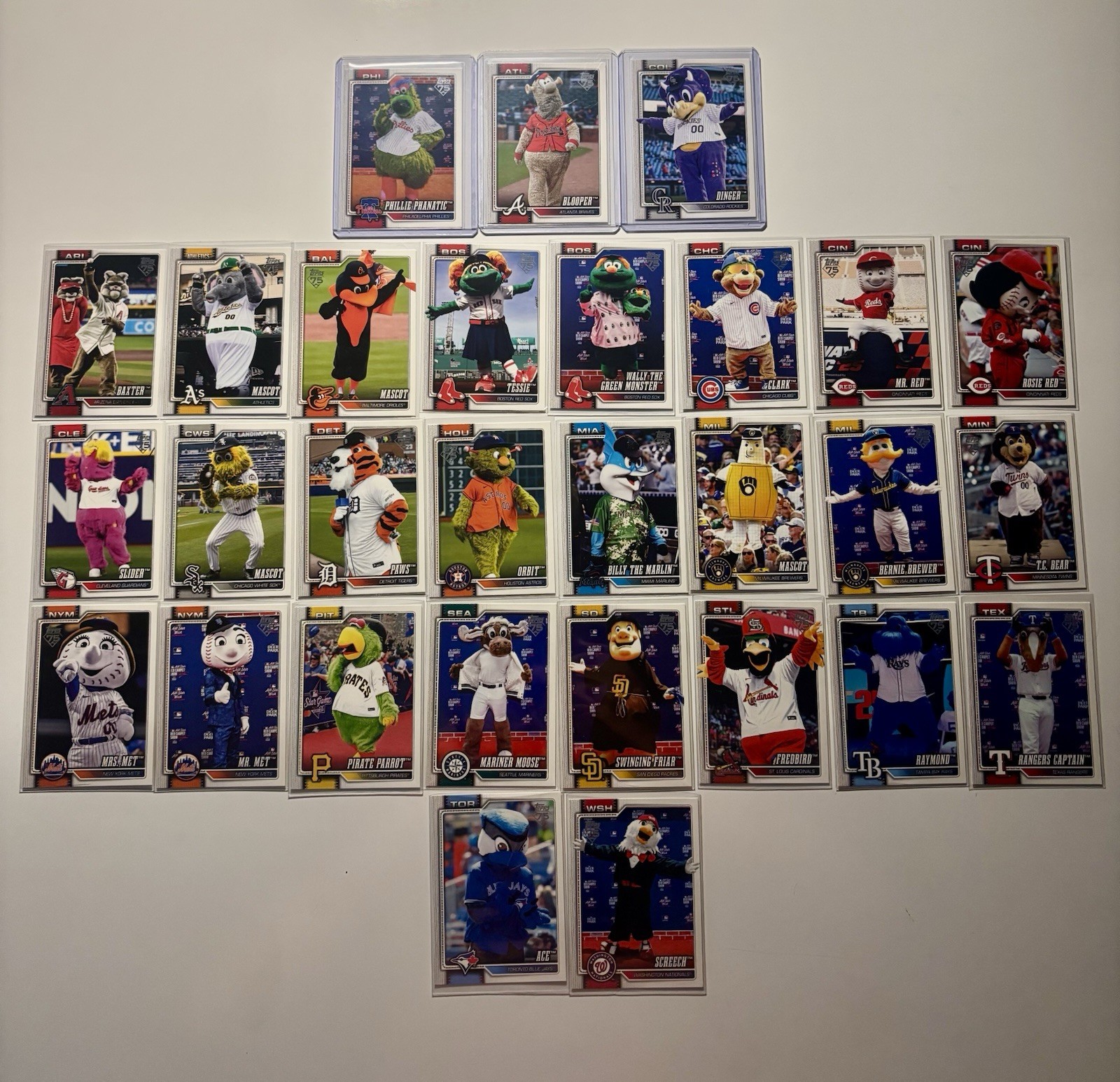 Topps 75th Anniversary MLB Mascots NEAR COMPLETE Collection 30-Card Lot (2026)