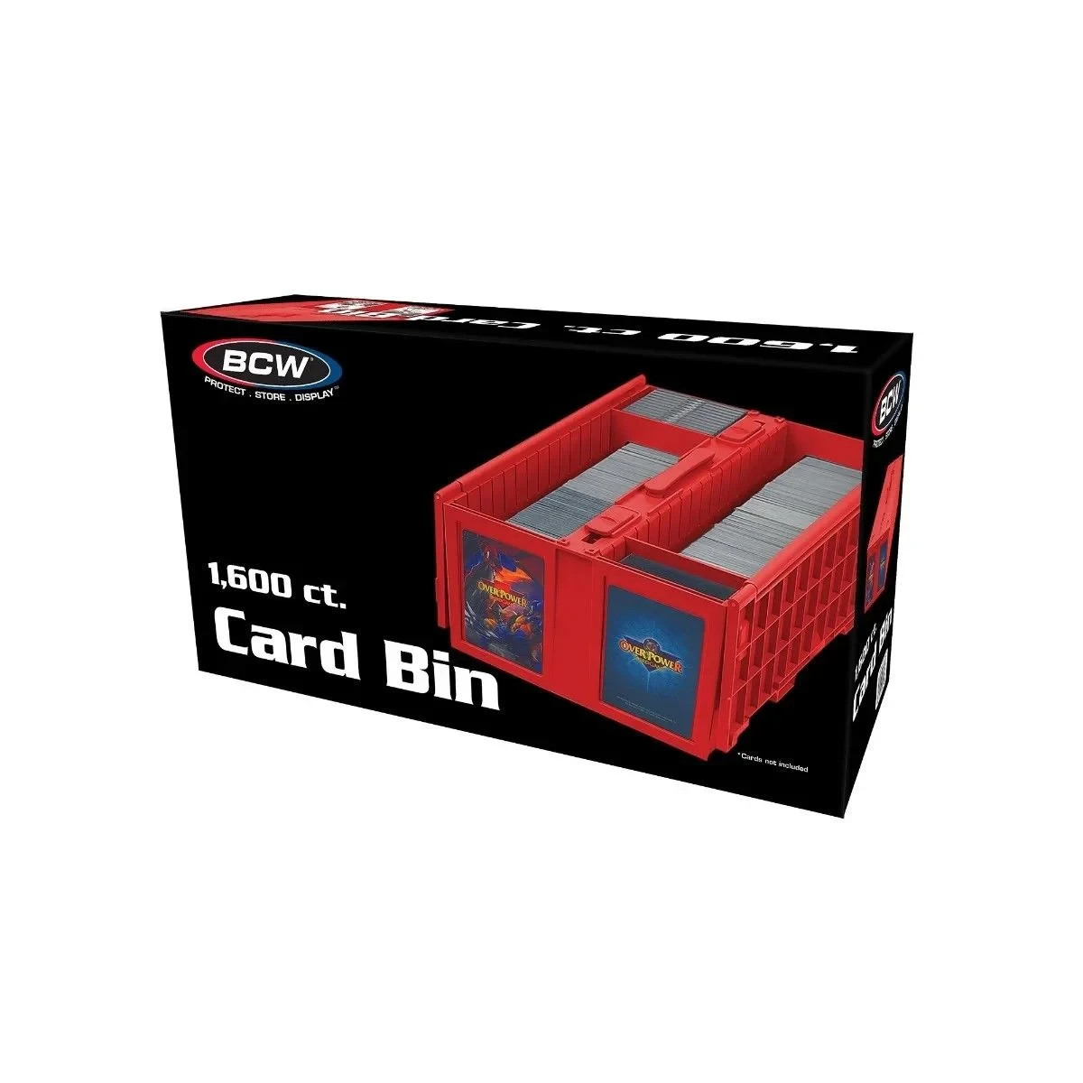 BCW 1600 Count Red Plastic 2 Row Collectible Trading Card Bin with Hinged Lid