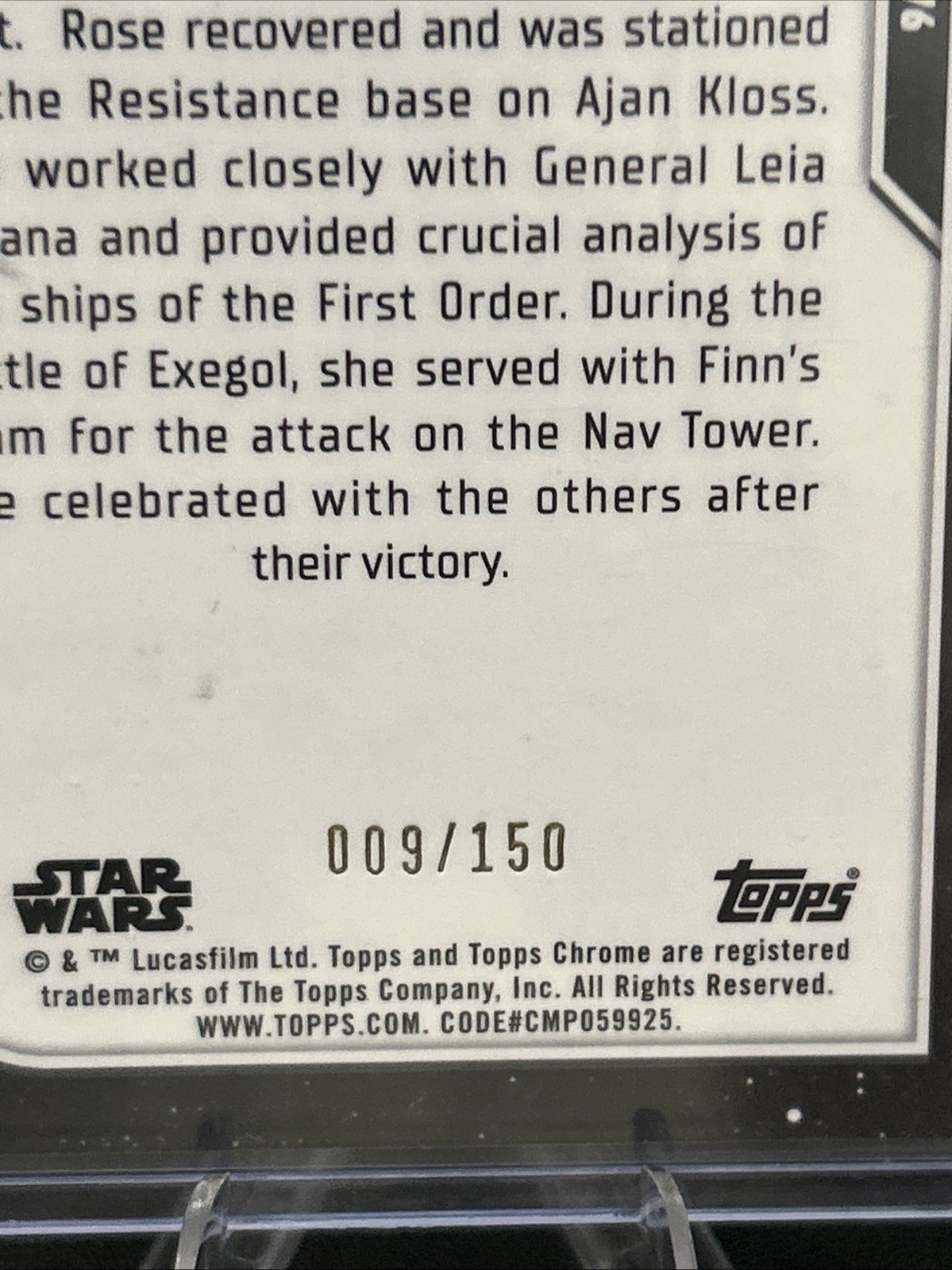 ROSE TICO #148 /150 BLUE TOPPS STAR WARS CHROME 2023