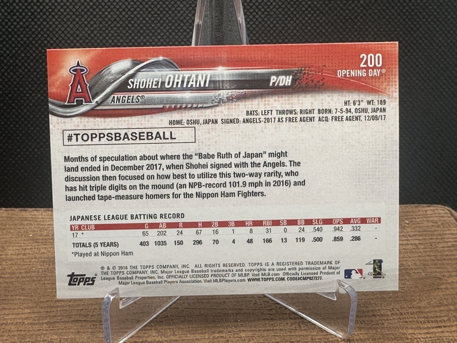 2018 Topps Opening Day Shohei Ohtani Rookie #200 Los Angeles Angels See Details