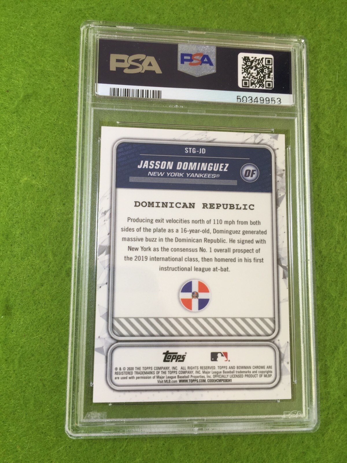 JASSON DOMINGUEZ BOWMAN CHROME PSA 9 PRIZM ROOKIE CARD YANKEES 2020 Topps Chrome