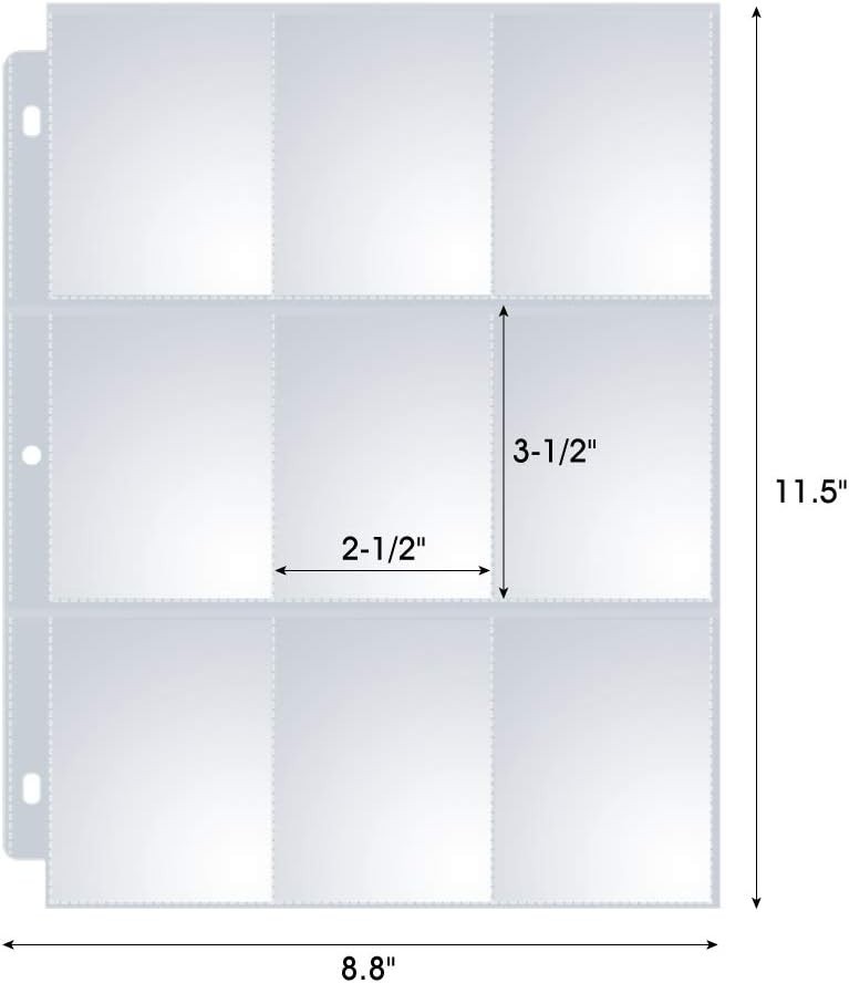 36 Count Trading Card Sleeves, 9 Pocket Page Protectors for Collectibles