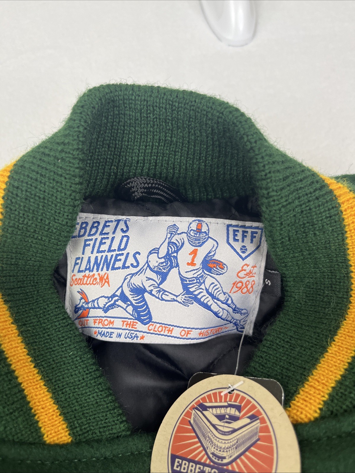 1950’s Green Bay Packers Ebbets Field Flannel Jackets Size Small Wool Leather