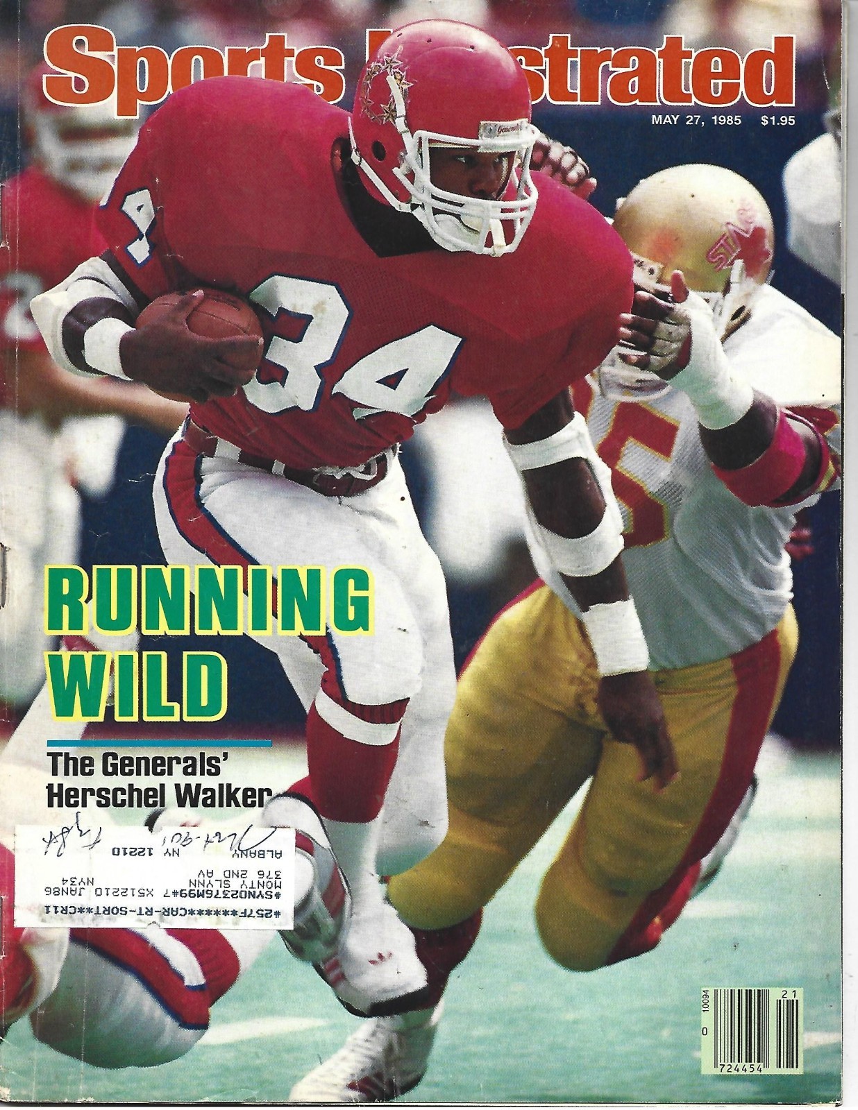 MAY 1985 SPORTS ILLUSTRATED USFL NEW JERSEY GENERALS HERSCHEL WALKER CARL LEWIS
