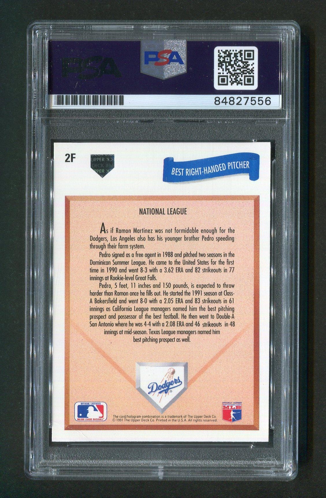 1991 Upper Deck #2F Pedro Martinez Signed Rookie HOF 2015 Card