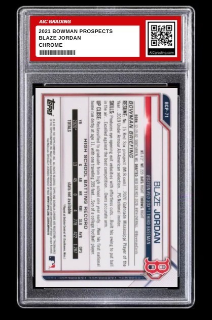 2021 Blaze Jordan 1st Bowman Chrome Prospect Rookie Card #BCP-71 Graded 10