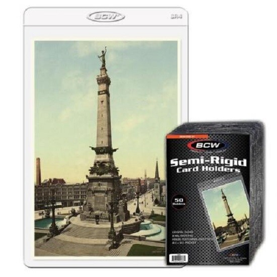 50 BCW Quality Semi-Rigid Card Holder #4 For Standard Postcards 4 1/2 x 7 1/8