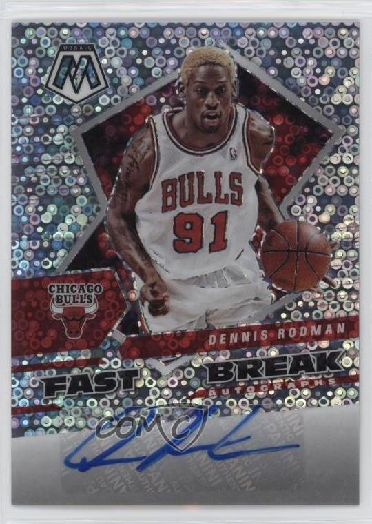 2021-22 Panini Mosaic Fast Break Dennis Rodman #FBA-DRD Auto HOF 14mf