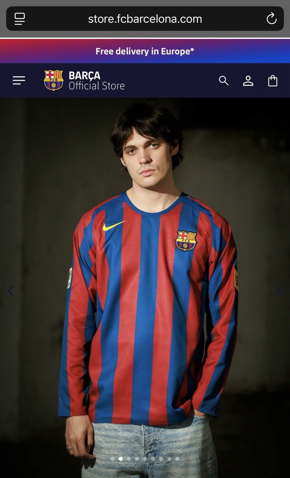 Ronaldinho FC Barcelona Jersey 2005/2006 Home Long Sleeve Retro Soccer Jersey XL