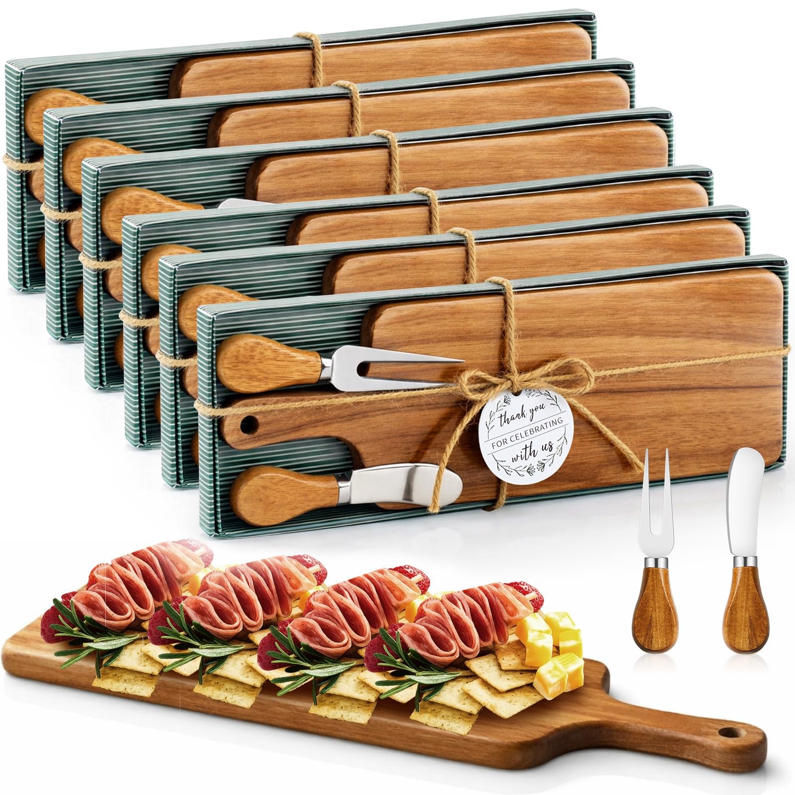 Ziliny 6 Cheese Board: 12.6 × 4.02 × 0.39 inches/ 32 x 10.2, Acacia Color