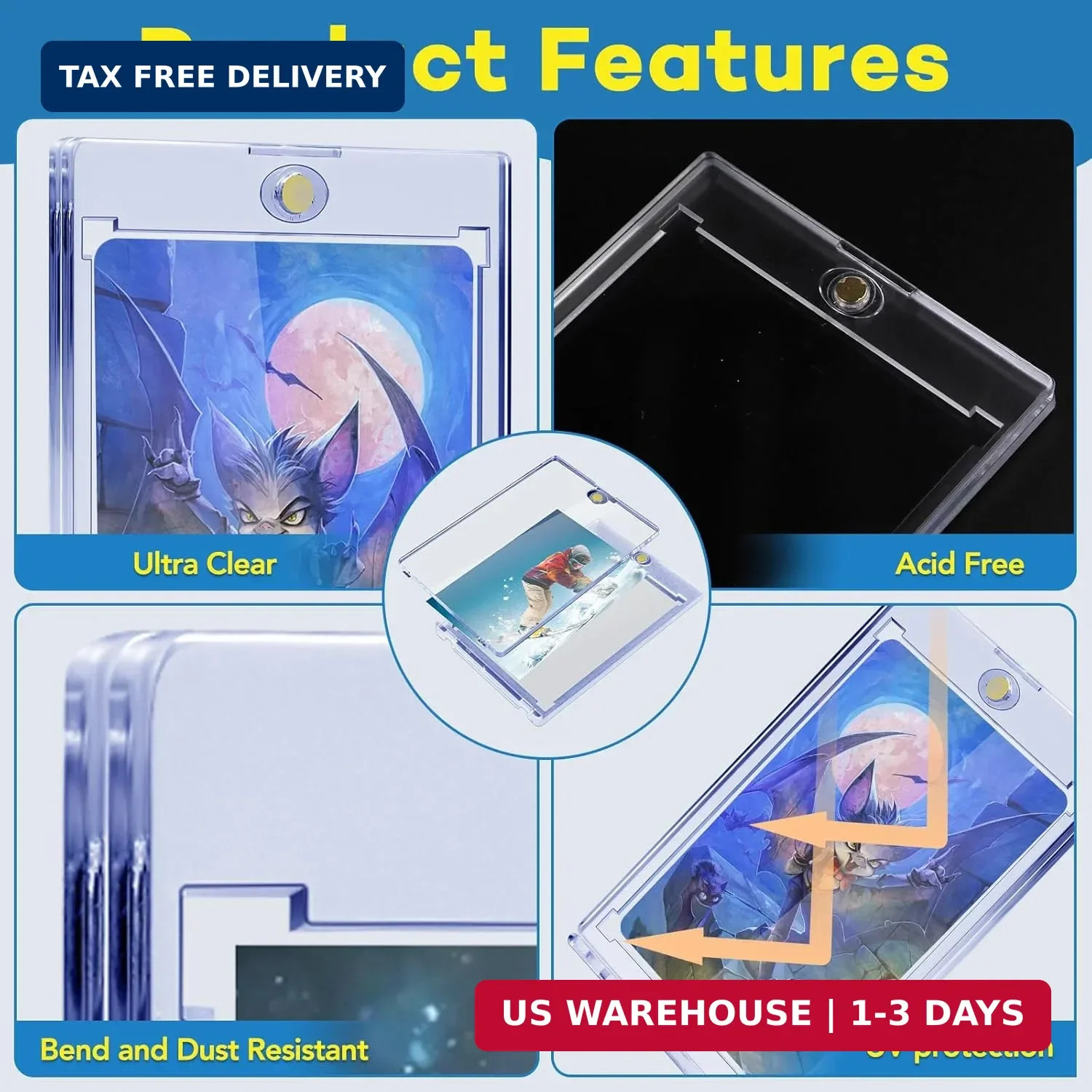 100ct Magnetic Card Holders, Magnetic 35pt One Touch Card Holders, U-V Protectio